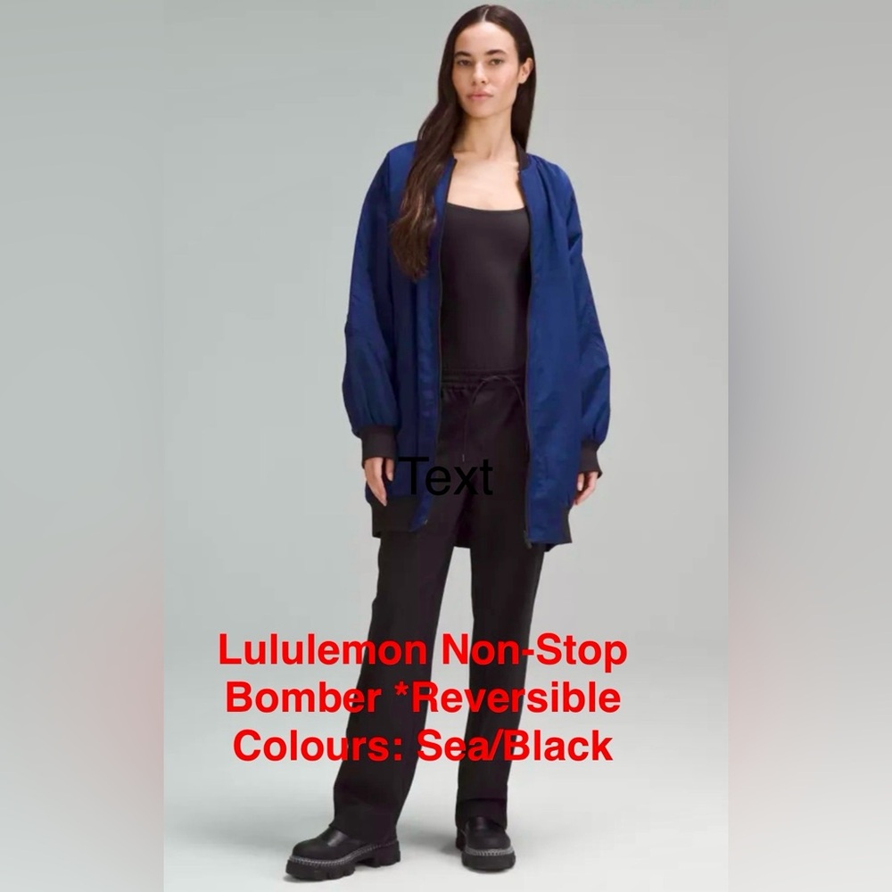 ($170) lululemon athletica Blue Reversible Bomber Jacket & 2 small reusable tote